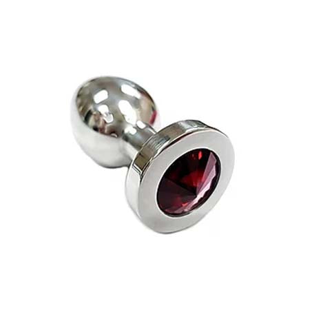 Stainless Steel Smooth Medium Butt Plug- Red Crystal-0