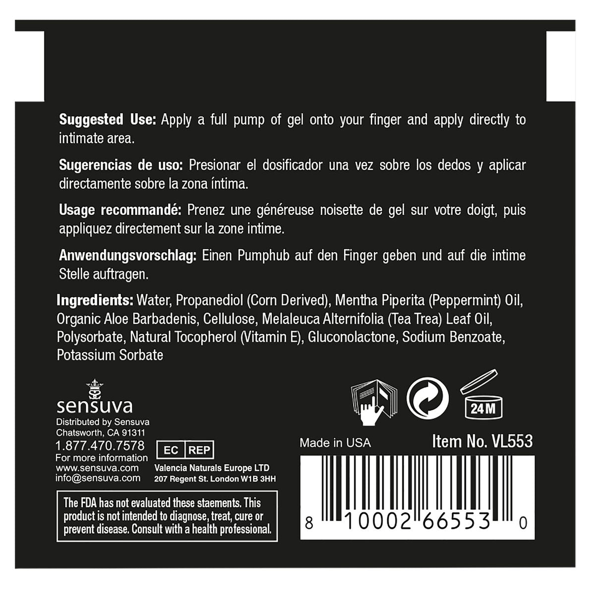 Anal Relaxing Gel Sensuva Mint 6 ml-1