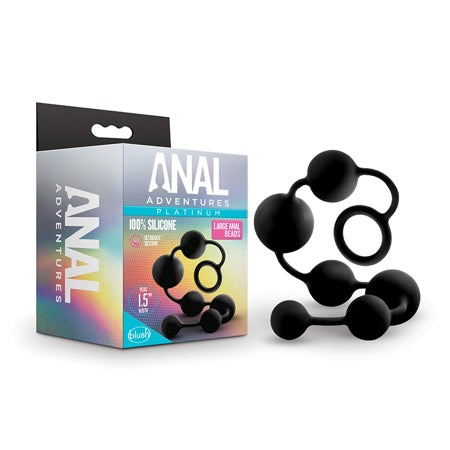 Anal Adventures Platinum Silicone Large Anal Beads Black-0