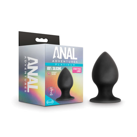 Anal Adventures Platinum Silicone Anal Stout Plug Large Black-0
