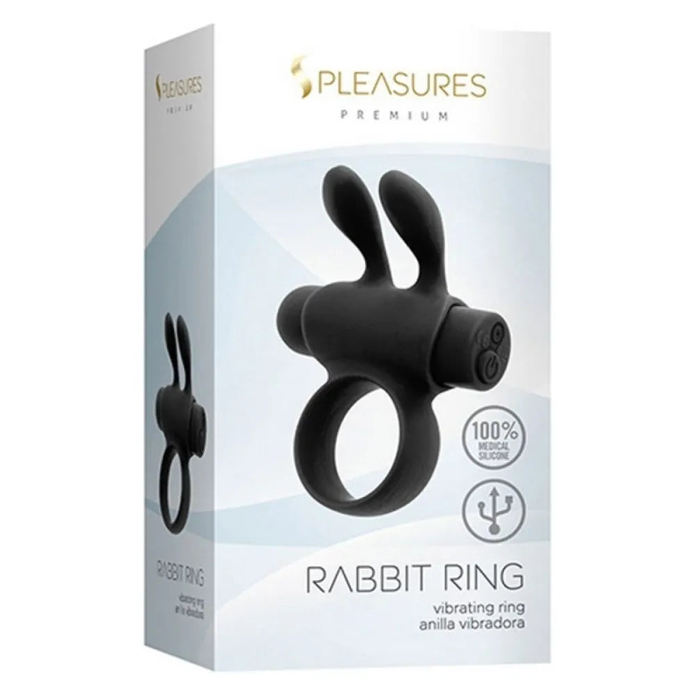 Cock Ring By S Pleasures Rabbit Black-1